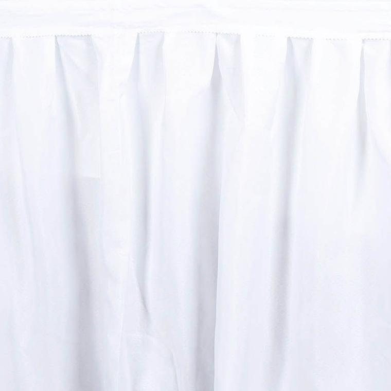 14ft White Pleated Polyester Table Skirt, Banquet Folding Table Skirt#whtbkgd
