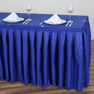 Enhance Your Table Setting with the Royal Blue Pleated Polyester Table Skirt