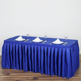 Add Elegance to Your Event with the Royal Blue Pleated Polyester Table Skirt