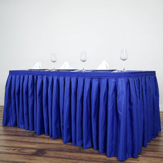 Add Elegance to Your Event with the Royal Blue Pleated Polyester Table Skirt