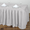 17ft Silver Pleated Polyester Table Skirt, Banquet Folding Table Skirt