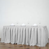 21ft Silver Pleated Polyester Table Skirt, Banquet Folding Table Skirt