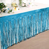 30inch x 9FT Metallic Foil Fringe Table Skirt, Self Adhesive Party Table Skirt - Blue