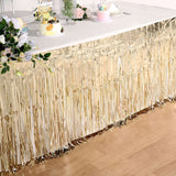 30inch x 9FT Metallic Foil Fringe Table Skirt, Self Adhesive Party Table Skirt - Champagne