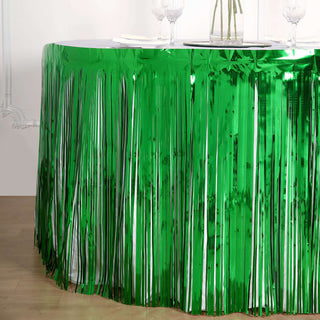 Add a Pop of Color with the Green Metallic Foil Fringe Table Skirt