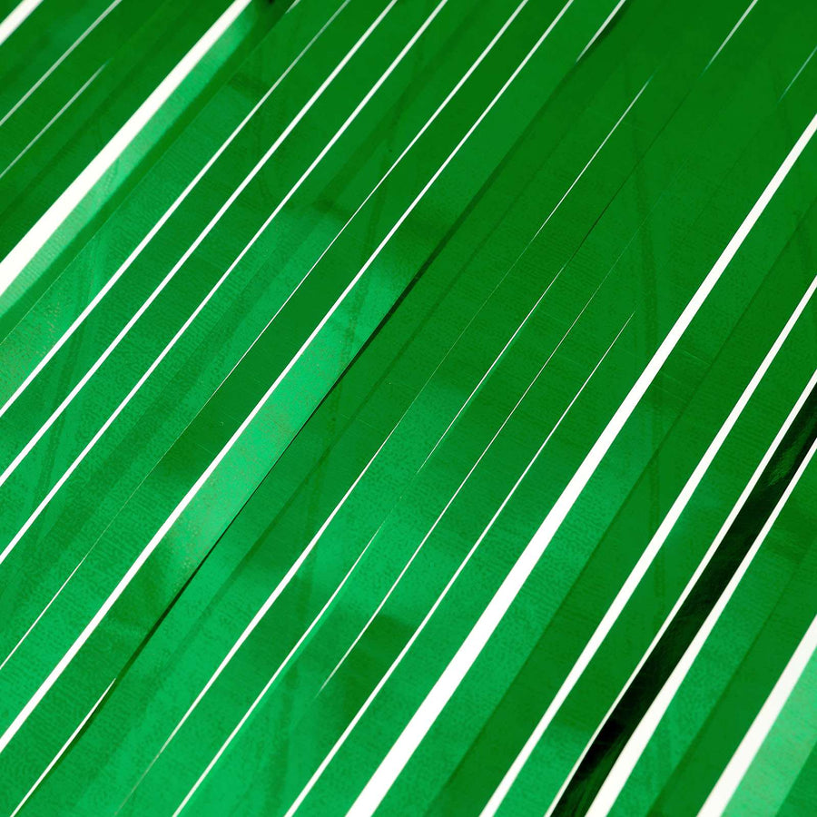 Metallic Foil Fringe Table Skirt, Self Adhesive Party Table Skirt - Green#whtbkgd