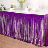 30inch x 9ft Purple Metallic Foil Fringe Table Skirt, Tinsel Table Skirt
