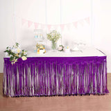 30inch x 9ft Purple Metallic Foil Fringe Table Skirt, Tinsel Table Skirt