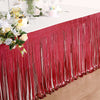 Metallic Foil Fringe Table Skirt, Self Adhesive Party Table Skirt - Matte Red