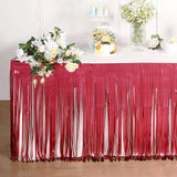 Metallic Foil Fringe Table Skirt, Self Adhesive Party Table Skirt - Matte Red