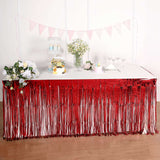 Metallic Foil Fringe Table Skirt, Self Adhesive Party Table Skirt - Red