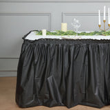 14ft Black Ruffled Plastic Disposable Table Skirt, Waterproof Outdoor/Indoor Table Drape