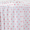 14FT 10 Mil Thick | Polka Dots Pleated Plastic Table Skirts - Disposable Table Skirt Spill Proof - White/Pink#whtbkgd