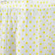 14FT 10 Mil Thick | Polka Dots Pleated Plastic Table Skirts - Disposable Table Skirt Spill Proof - White/Yellow#whtbkgd