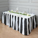 14FT 10 Mil Thick | Stripe Plastic Table Skirts - Disposable Table Skirt Spill Proof - White/Black
