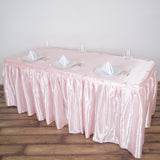 14FT Wholesale Blush | Rose Gold Satin Pleated Table Skirt For Wedding Party Event Decoration