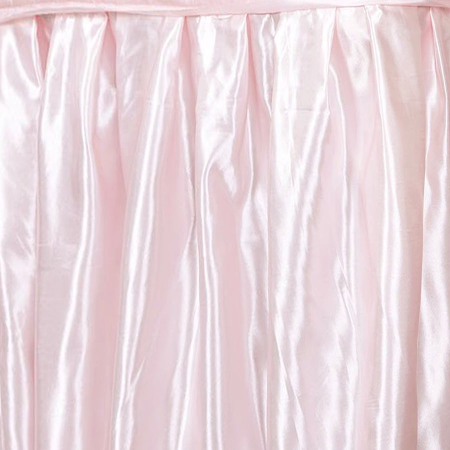 14FT Blush | Rose Gold Pleated Satin Table Skirt#whtbkgd