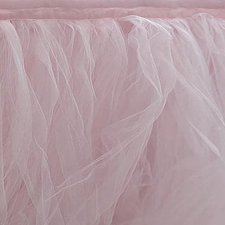Elegant Blush 14ft Tulle Table Skirt for Stunning Wedding Table Decor