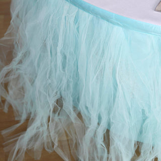Add Elegance to Your Event with the 14ft Baby Blue Tulle Tutu Pleated Table Skirt