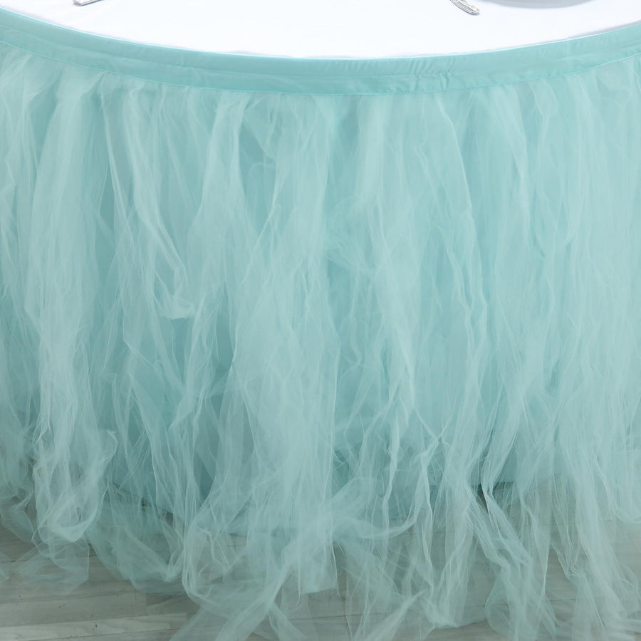 21FT | 4 Layer Tulle Tutu Pleated Table Skirts