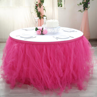 Add a Touch of Elegance to Your Event Decor with the Fuchsia Tutu Pleated Table Skirt