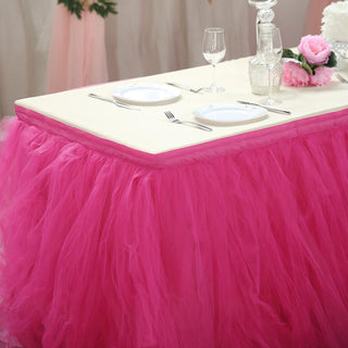 Create a Magical Atmosphere with the 14ft Fuchsia Tulle Table Skirt