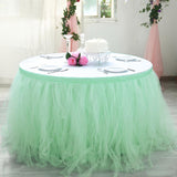 14 FT Mint Green 4 Layer Tulle Tutu Pleated Table Skirts
