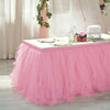 14FT Pink|Rose Quartz 8 Layer Tulle Tutu Pleated Table Skirts