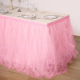 14FT Pink|Rose Quartz 8 Layer Tulle Tutu Pleated Table Skirts