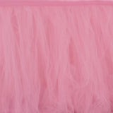 17FT Pink|Rose Quartz 4 Layer Tulle Tutu Pleated Table Skirts#whtbkgd