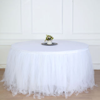 Enhance Your Event Decor with a White Tulle Table Skirt