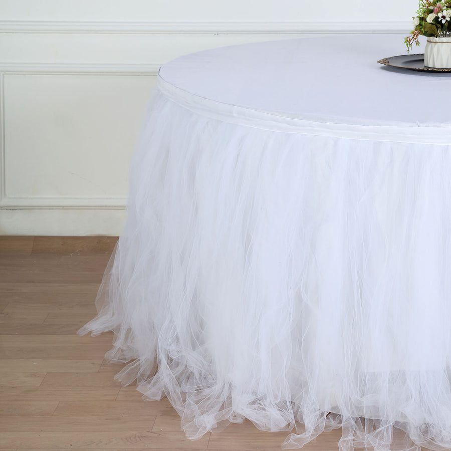 17FT | 4 Layer Tulle Tutu Pleated Table Skirts