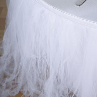 21ft White 4 Layer Tulle Tutu Pleated Table Skirt
