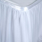14FT White 3 Layer Tulle Tutu Pleated Table Skirt With Satin Attachment#whtbkgd