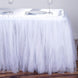 14 FT White Two Layered Pleated Tulle Tutu Table Skirt With Satin Edge