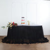 14FT Black Extra Long 48 inch Two Layered Tulle & Satin Table Skirt