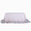 21FT Extra Long 48 inch Two Layered Tulle & Satin Table Skirt - Blush/Rose Gold | White