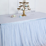 14FT Extra Long 48 inch Two Layered Tulle & Satin Table Skirt