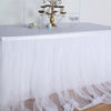 17FT White Extra Long 48 inch Two Layered Tulle & Satin Table Skirt