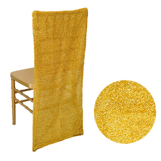 Create a Memorable Event with the Gold Metallic Shimmer Tinsel Spandex Stretch Chair Slipcover