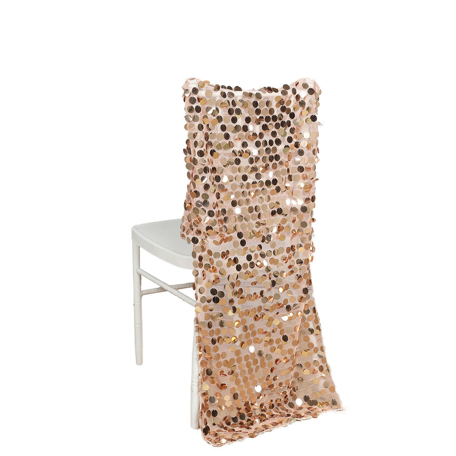Blush / Rose Gold Big Payette Sequin Chiavari Chair Slipcover#whtbkgd