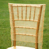Gold Organza Chiavari Chair Covers | Chair Slipcovers with Satin Embroidery #whtbkgd