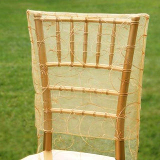 Elegant Gold Organza Chiavari Chair Cover
