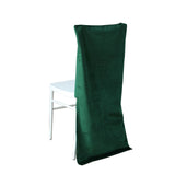 Hunter Emerald Green Buttery Soft Velvet Chiavari Chair Back Slipcover, Solid Back Chair Cover Cap