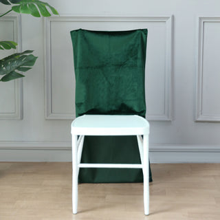 Transform Your Chairs with the Hunter Emerald Green Buttery Soft Velvet Chiavari Chair Back Slipcover