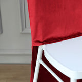 Burgundy Buttery Soft Velvet Chiavari Chair Back Slipcover, Solid Back Chair Cover Cap