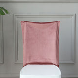 Dusty Rose Buttery Soft Velvet Chiavari Chair Back Slipcover, Solid Back Chair Cover Cap