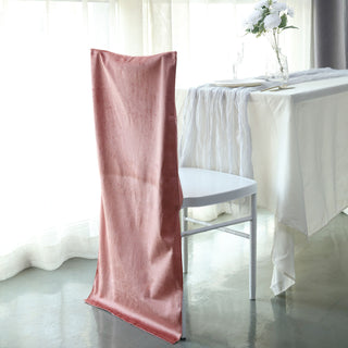 Add Elegance to Your Event with the Dusty Rose Buttery Soft Velvet Chiavari Chair Back Slipcover