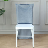 Dusty Blue Buttery Soft Velvet Chiavari Chair Back Slipcover, Solid Back Chair Cover Cap