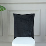 Black Buttery Soft Velvet Chiavari Chair Back Slipcover, Solid Back Chair Cover Cap
